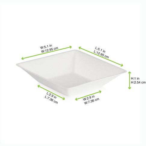 Assiette carrée blanche en pulpe "Eco-Design" 130x130mm H28mm 250ml