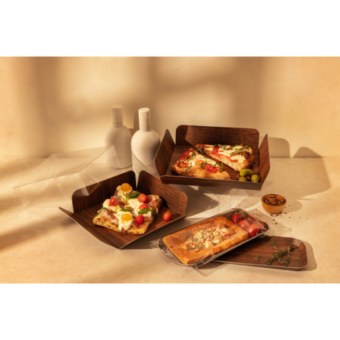 Carré rainé carton décor bois double face+Couv. PET  203,2x203,2mm H63,5mm