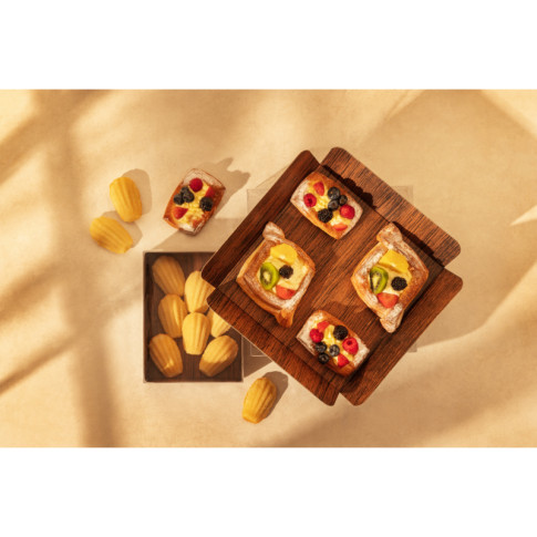 Carré rainé carton décor bois double face+Couv. PET  254x254mm H63,5mm