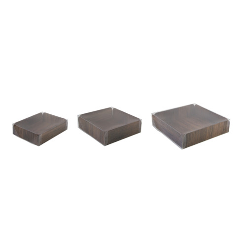 Carré rainé carton décor bois double face+Couv. PET  254x254mm H63,5mm