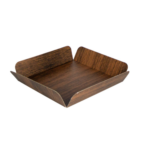 Carré rainé carton décor bois double face+Couv. PET  254x254mm H63,5mm