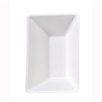 Assiette rectangulaire blanche en pulpe "Eco-Design" 130x85mm H28mm 150ml