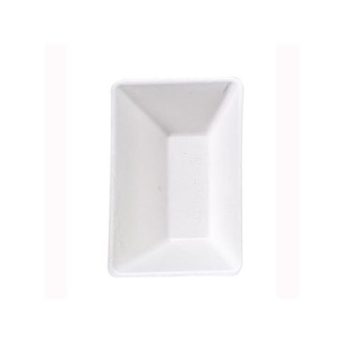 Assiette rectangulaire blanche en pulpe "Eco-Design" 130x85mm H28mm 150ml