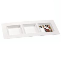 Assiette pulpe rectangulaire 3 compartiments 260x110mm