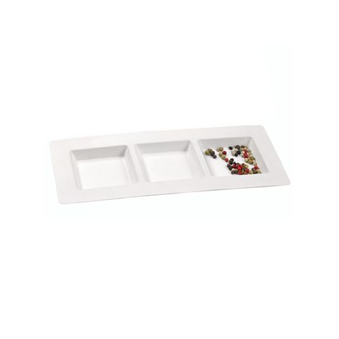 Assiette pulpe rectangulaire 3 compartiments 260x110mm