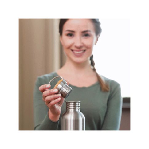 Bouteille à eau en inox à double paroi isotherme avec bouchon H215mm 500ml