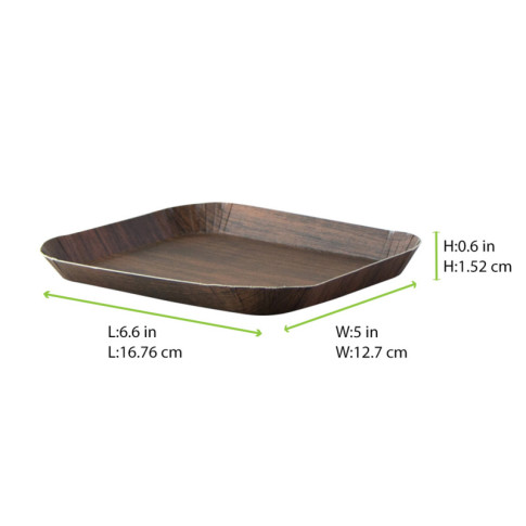 Plateau decor bois foncé laminé 168x127mm H15mm