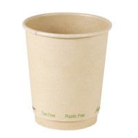 Gobelet beige en carton fibre de bambou sans plastique, Waterbased 230ml