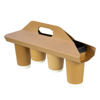 Porte gobelets kraft - 4 compartiments 380x420mm