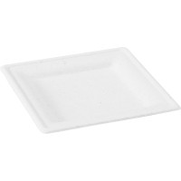 Assiette carrée blanche en pulpe200x200mm
