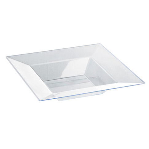 Assiette réemployable plastique PP carrée creuse givrée micro-ondable  215x215mm H40mm 350ml
