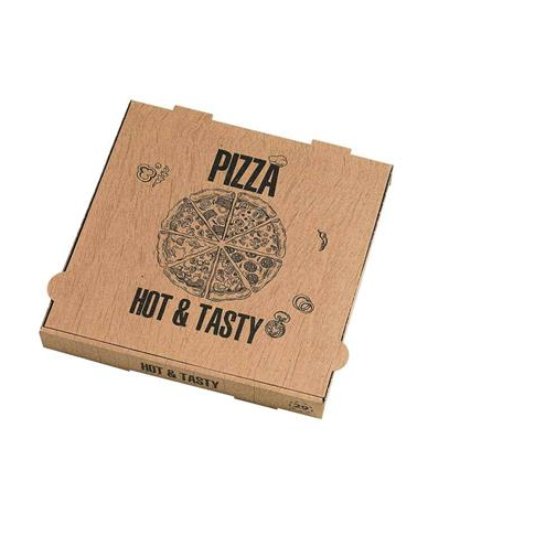 Boîte à pizza carton brun décor "Hot and Tasty" 310x310mm H40mm