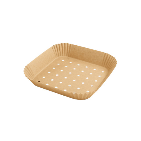 Moule à friture perforé carré kraft   200x200mm H45mm