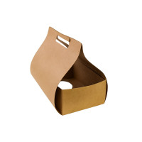 Porte gobelets kraft + porte paille - 2 compartiments 254x152mm H228mm
