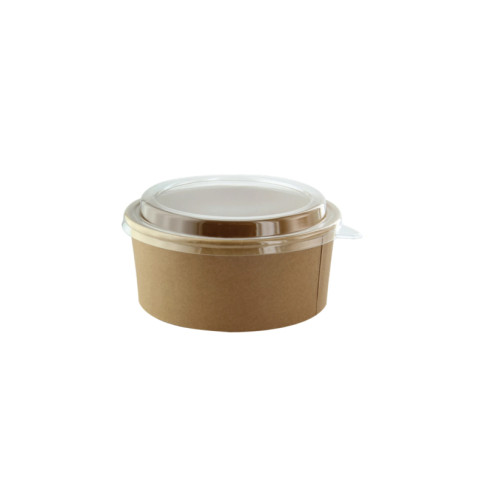 Combo Saladier en carton kraft et couvercle PET   H63mm 500ml