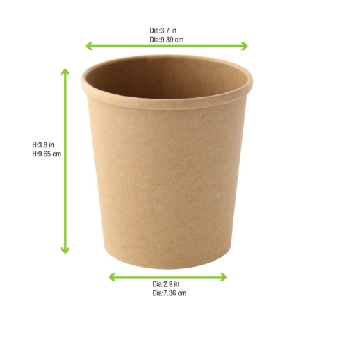 Pot carton kraft brun chaud et froid   H104mm 490ml