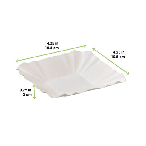Assiette barque en carton blanc  108x108mm H20mm