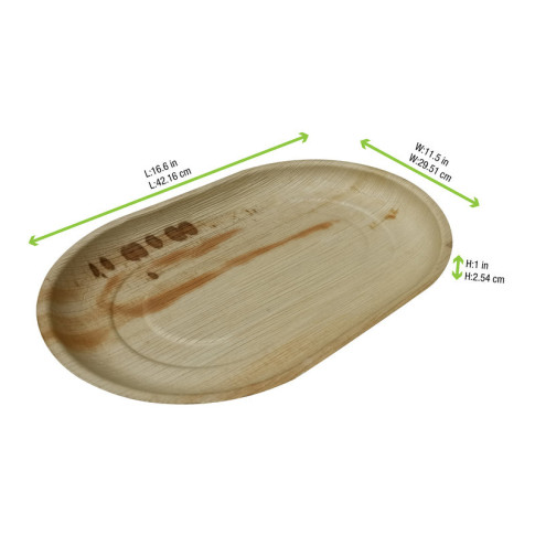 Plateau ovale en palmier  420x260mm H25mm