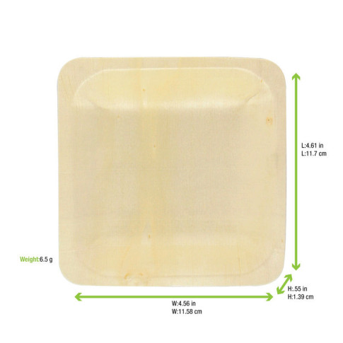 Assiette carrée en bois "Scandinavie"  115x115mm H17mm