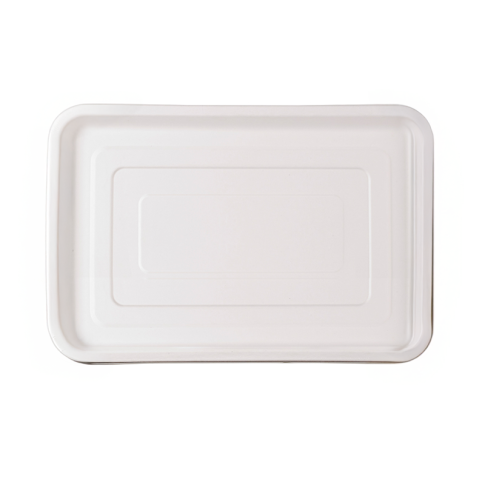 Plateau traiteur rectangulaire pulpe blanc 455x305mm H20mm