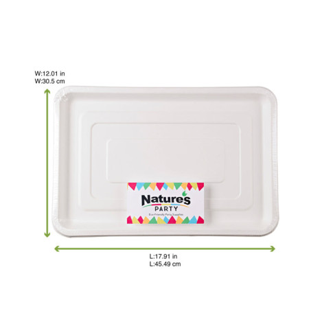 Plateau traiteur rectangulaire pulpe blanc 455x305mm H20mm