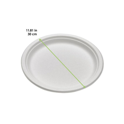 Assiette ronde blanche en pulpe   H26mm