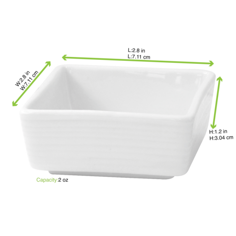 Mini bol cube en porcelaine blanc  70x70mm H31mm