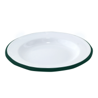 Assiette Enamel blanc en acier émaillé à bord vert   H25mm