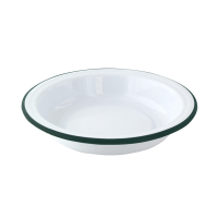 Assiette creuse Enamel blanc en acier émaillé à bord vert   H40mm 650ml