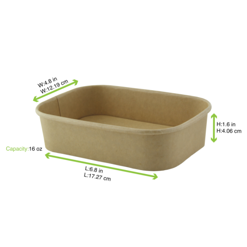 Saladier rectangulaire en kraft lamine pp 170x120mm H45mm 500ml