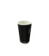 Gobelet Rippley en carton kraft ondulé noir à double paroi sans plastique, Waterbased  H92mm 230ml