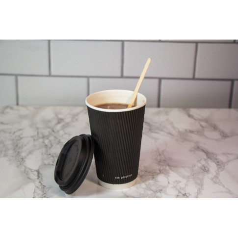 Gobelet Rippley en carton kraft ondulé noir à double paroi sans plastique, Waterbased  H92mm 230ml