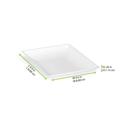 Assiette carrée blanche en pulpe  90x90mm
