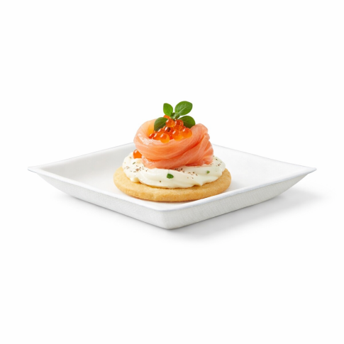 Assiette carrée blanche en pulpe  90x90mm