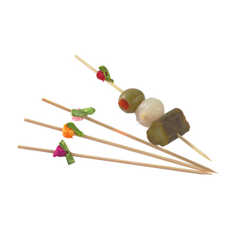 Pique bambou décor fleur  H120mm