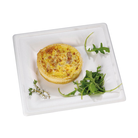 Assiette carrée blanche en pulpe  260x260mm H20mm