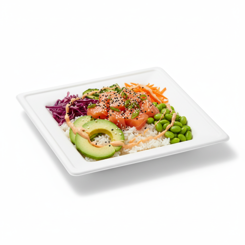 Assiette carrée blanche en pulpe  260x260mm H20mm