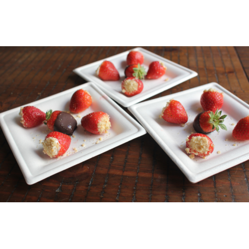 Assiette carrée blanche en pulpe  260x260mm H20mm