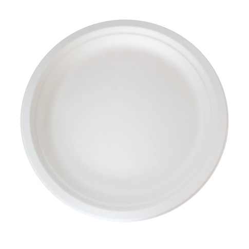 Assiette ronde blanche en pulpe   H20mm