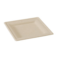 Assiette carrée brune en pulpe 200x200mm