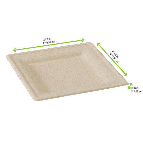 Assiette carrée brune en pulpe 200x200mm