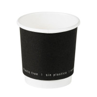Gobelet en carton noir à double paroi sans matière plastique, Waterbased  H62mm 120ml