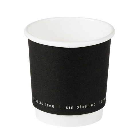 Gobelet en carton noir à double paroi sans matière plastique, Waterbased  H62mm 120ml