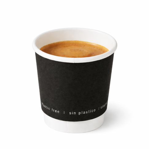 Gobelet en carton noir à double paroi sans matière plastique, Waterbased  H62mm 120ml