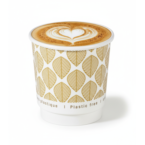 Gobelet en carton brun à double paroi sans matière plastique, Waterbased  H62mm 120ml