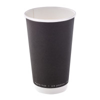 Gobelet en carton noir à double paroi sans matière plastique, Waterbased  H136mm 460ml
