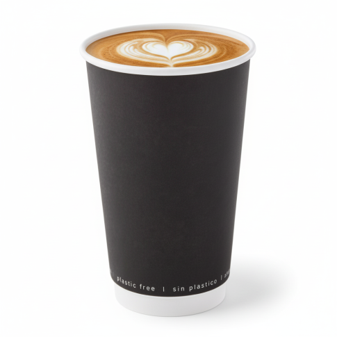 Gobelet en carton noir à double paroi sans matière plastique, Waterbased  H136mm 460ml