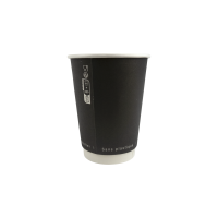 Gobelet en carton noir à double paroi sans matière plastique, Waterbased  H110mm 350ml