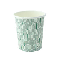 Gobelet carton blanc décor feuille  H92mm 230ml