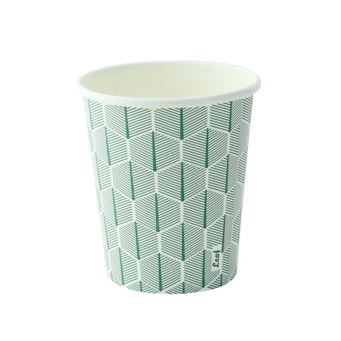 Gobelet carton blanc décor feuille  H92mm 230ml